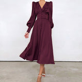 Spring 2025 New Densate Dress Female Design Lantern Sleeves To Show Thin Temperament Long Dress 68HZ