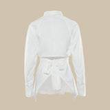 Designing Long-Sleeved White Shirt Women's Autumn And Winter 2025 New Waist-Down Strap Strapped Shirt Top 68HZ