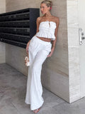 White Cotton Tecta Boobs Wide-Footed Sleeves With Sleeves 2025 Spring And Summer Fashion 68HZ
