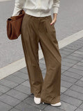 Autumn Languid Suit Version Of Loose Feeling Wearing Ice Silk High Waist Thin Leg Pants Women Pressured Folding Casual Pants 68HZ