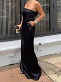 Black Sexy Boobs High-Waisted Loose Dress 2025 Summer Fashion New Long Dress Woman 68HZ