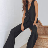 2025 Summer New Fashion Casual Women's V-Neck Vest Vest Trousers Two Sets Of Cotton Sets 68HZ