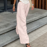 Spring And Summer Commuting Lazy Cotton Tnut Fashion Wide-Footed Trousers Loose Pocket Trousers Women's Clothing 68HZ