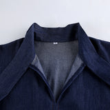 2026 Women's Blue Denim Set Loose Bubble Sleeve Shirt Shorts Two Sets 68HZ