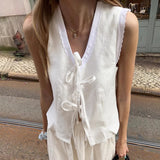 Light Apricot Pure Cotton Side With Sleeveless Vest 2025 Spring And Summer Fashion New Top Lady 68HZ