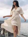 2025 Summer Fashion New Apricot Imitation Acet Acid Dress A Tea Dress Woman 68HZ