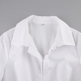 2025 Autumn Dress New White Polo Shirt Commuting Thin Waist Long-Sleeved Dress Women's Clothing 68HZ