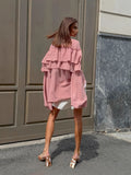 Casual Lotus Leaf Side Small Tie With French White Shirt 2025 Autumn Design Casual Loose Chiffon Shirt 68HZ