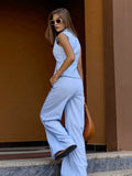 2025 Spring And Summer Sleeveless Body Sleeves Trousers Fashion Casual Temperament Suit Cotton Pink Commuting Women's Clothing 68HZ