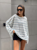Autumn Design Thin Collar Striped Knitted Shirt Long Sleeve Loose Thin Shoulder Sleeve Leisure Top 68HZ