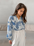 2025 Autumn New Fashion Collar Long Sleeve Loose Shirt With Casual Ladies National Style Printed Shirt 68HZ
