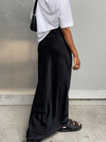 Spring 2025 Women's Imitation Acetate-Colored Black Dress Women's French Commuting Faesce Color Skirt 68HZ