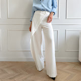 White Splicing Wind Commuting Wide-Waisted Slacks 2025 Autumn Fashion New Women's Trousers 68HZ