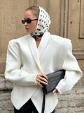 Design Sense Waist Open Fork Very Broad Long Sleeve V Collar Small Suit Coat Female Senior Hair Coat Coat 68HZ