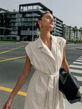 French Temperament Cotton Suit Collar Commuting Dress 2025 Spring And Summer Fashion New Long Dress 68HZ