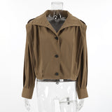 Licin Collar Temperament Simple Single-Dbutton Jacket Jacket 2025 Autumn Fashion New Trench Coat 68HZ