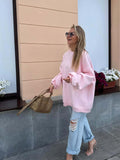 Sweet Autumn Jacket Women's Long Loose Spring And Autumn Collar Letter Embroidery Leisure Thin Powder Tops 68HZ