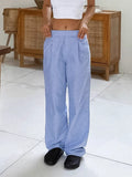 Spring And Summer Commute Lazy Niche Blue Wide-Footed Shorts Loose Simple Pocket Trousers Women's Clothing 68HZ