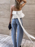French Color-Butt Sexy Chest-Width Strap With Small Vest 2025 Spring And Summer Fashion New Top Lady 68HZ