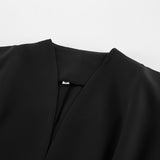 Women's Autumn Temperament Elegant Repair Waist Black Small Suit Commuting Design V Collar Suit Coat 68HZ