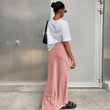 Spring 2025 Women's Imitation Acetate-Colored Black Dress Women's French Commuting Faesce Color Skirt 68HZ