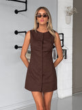 Autumn New Cotton Sleeveless Vest Skirt High-End Temperament Elegant Body Dress A-Sword Skirt 68HZ