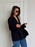 Autumn And Winter Retro Style Black Temperament Tailor Blazer Casual Fashion Suit Collar Thin Top 68HZ