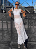 2025 New Lace Perspective Sleeveless Collar Dress Spring Summer Fashion Sexy Temperament 68HZ