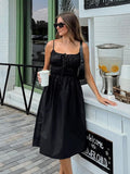 Summer Leisure Design Sense Collar Bow Tie With Chest-Swab Dress Temperament Commuting Short Dress Woman 68HZ
