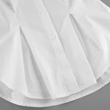 Court-Style White Cotton Shirt Female High-End Luxury Folding Waist Long-Sleeved Collar Shirt 68HZ