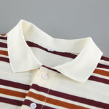 Vintage Collared Striped Knitted Women's Autumn British Style Polo Collar Slimming Leisurely Long-Sleeved T-Shirt 68HZ