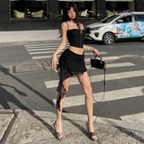 2025 Summer New Umbilion Body Solid Color Sling Suit High-Waist Temperament Half-Dress Woman 68HZ