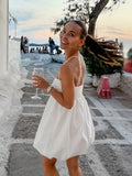 Spring And Summer Casual White Sling V-Neck Fashion Dress Body Commuting Short Dress Girl 68HZ