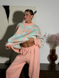 2025 New Casual Warm Suit Women's High-End Spring Color Sweater Straight Trousers Two Sets Inside 68HZ