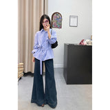 Casual Suit Women 2026 Simple Collar Loose Long-Sleeved Shirt Autumn Half-Dress Dress Two-Piece 68HZ