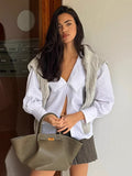 Spring And Summer New Fashion Commuting Bubble Sleeve Comfortable Simple White Shirt Cardigan Loose Top Woman 68HZ