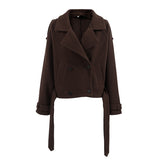 Autumn And Winter New Collar Temperament Double Buckle Coat Jacket 2025 Fashion Commuter Coat Woman 68HZ