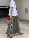 Commuting Wind Cotton Leopard Straight And Ankle Skirt 2025 Spring Fashion New Long Dress 68HZ