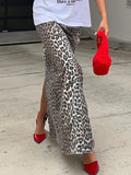 Commuting Wind Cotton Leopard Straight And Ankle Skirt 2025 Spring Fashion New Long Dress 68HZ