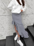 Autumn 2025 Women's Cotton High-End Sense Open Hundred Folded Lotus Side Fashion Casual Casual Casual Casual Skirt 68HZ