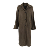 2025 Spring And Summer Long Leather Velvet Coat Women Casual With Retro Brown Long-Sleeved Workwear Windwear 68HZ