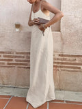 Kash Sexy Cotton Sling Ribbon Ribbon Dress 2025 Spring And Summer Fashion New Long Dress 68HZ