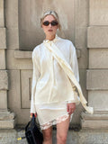 2025 Summer Sloven Butt Champagne Long Sleeve Temperament With Shirt Fit Short Skirt Two Sets Of Lazy Lace Set 68HZ