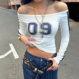 2025 Summer New Women's Pure Color Repair Street Fashion Word Collar Shoulder Long Sleeve Top 68HZ