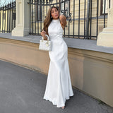 Summer Temperament Fashion Sleeveless Body Closes Small Standing Shoulder Fishtail Dress Sexy Dress Woman 68HZ
