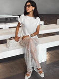 Sexy Lace Perspective White Jiti Flower Dress 2025 Early Spring New Dress 68HZ