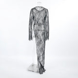 Sexy Black Tidal Lace Collar Long Sleeve Open Asymmetric Dress Summer Dress 68HZ