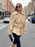 British Wind Long Sleeve Collar Tie Belt To Collect Waist Thin Senior Sense 2025 Autumn Long Wind Coat Woman 68HZ