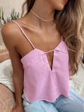 2025 Fashion Cotton Summer V-Neck Sling Small Vest Sexy Short Solid Color Top Women's Clothing 68HZ
