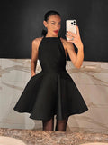 French Sexy Black High-Waisted Sleeveless Neck Dress 2025 New Spring Fashion Short Dress Woman 68HZ